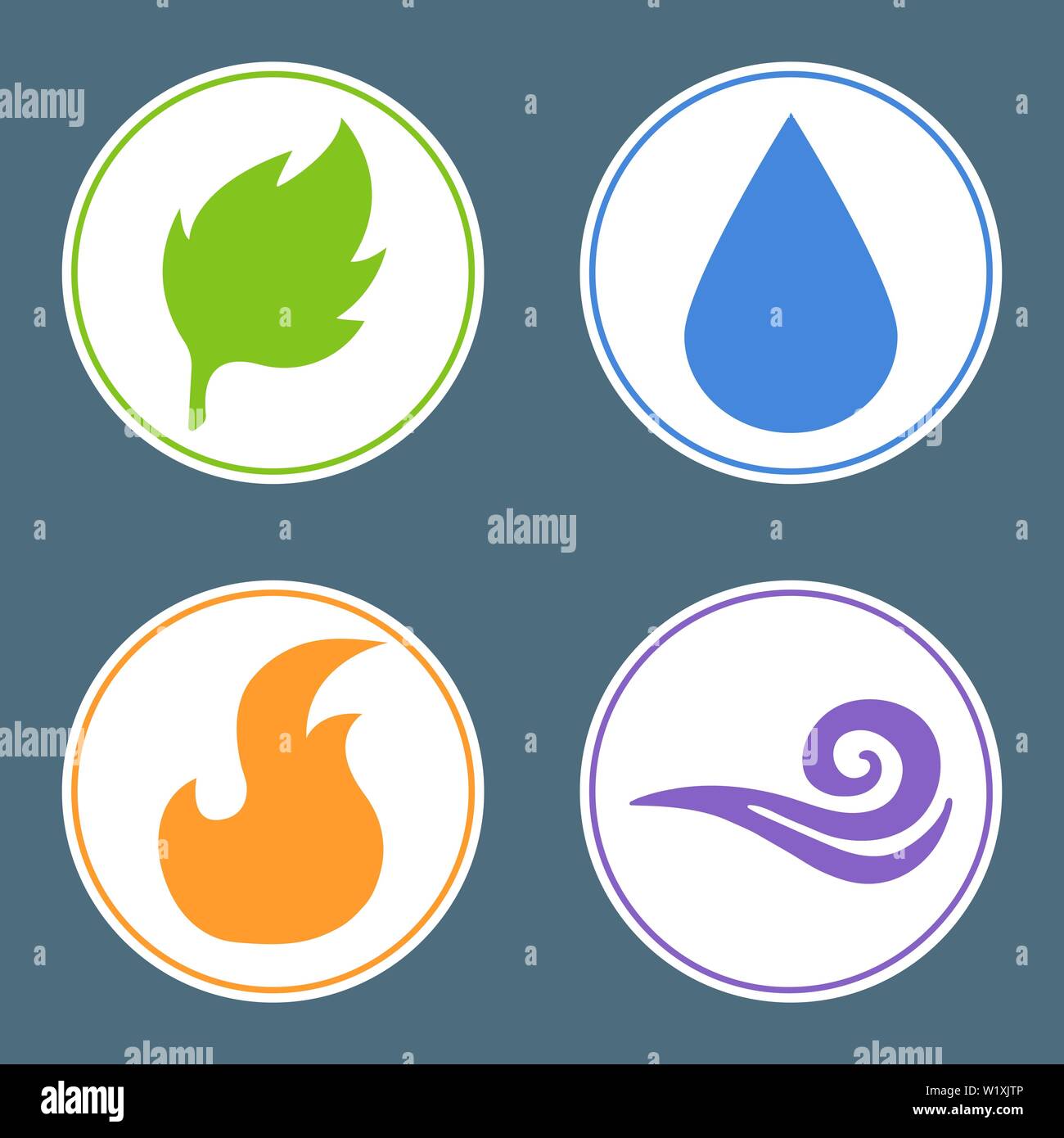 Four Elements: Fire, Earth, Nature Element Stickers. Vector for your design Stock Vector Image & Art - Alamy