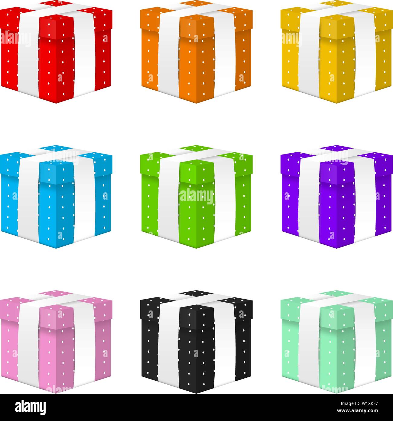 Set of Realistic Vector 3d Gift Boxes with White Ribbon isolated on ...