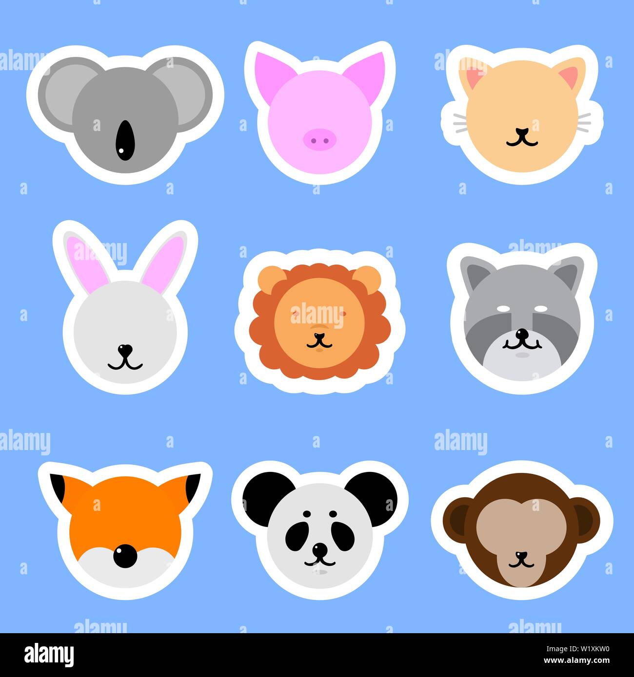 Vector Set of Cute Funny Templates with Patches and Stickers in