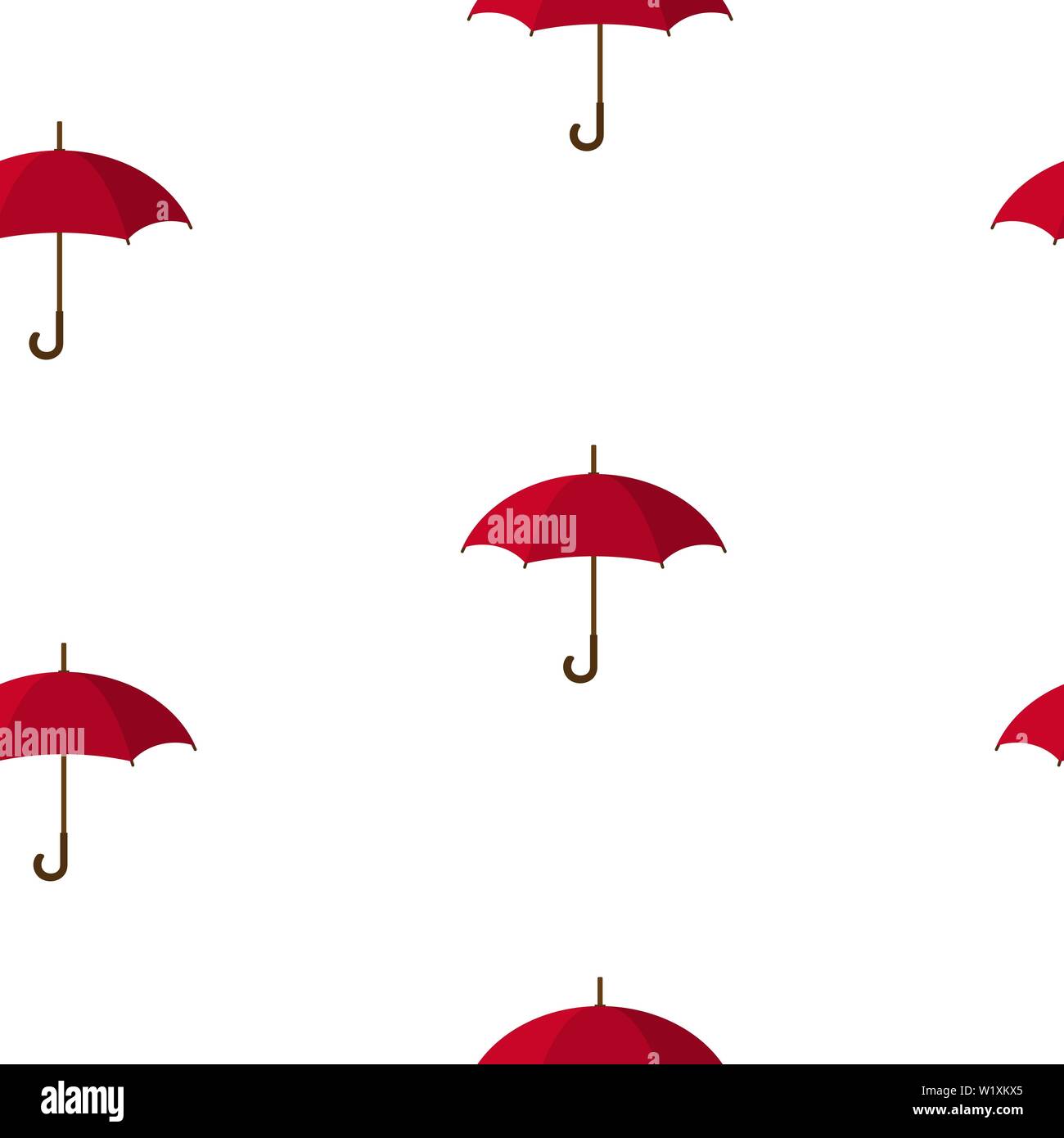 Seamless Pattern with Red Umbrellas isolated on white background