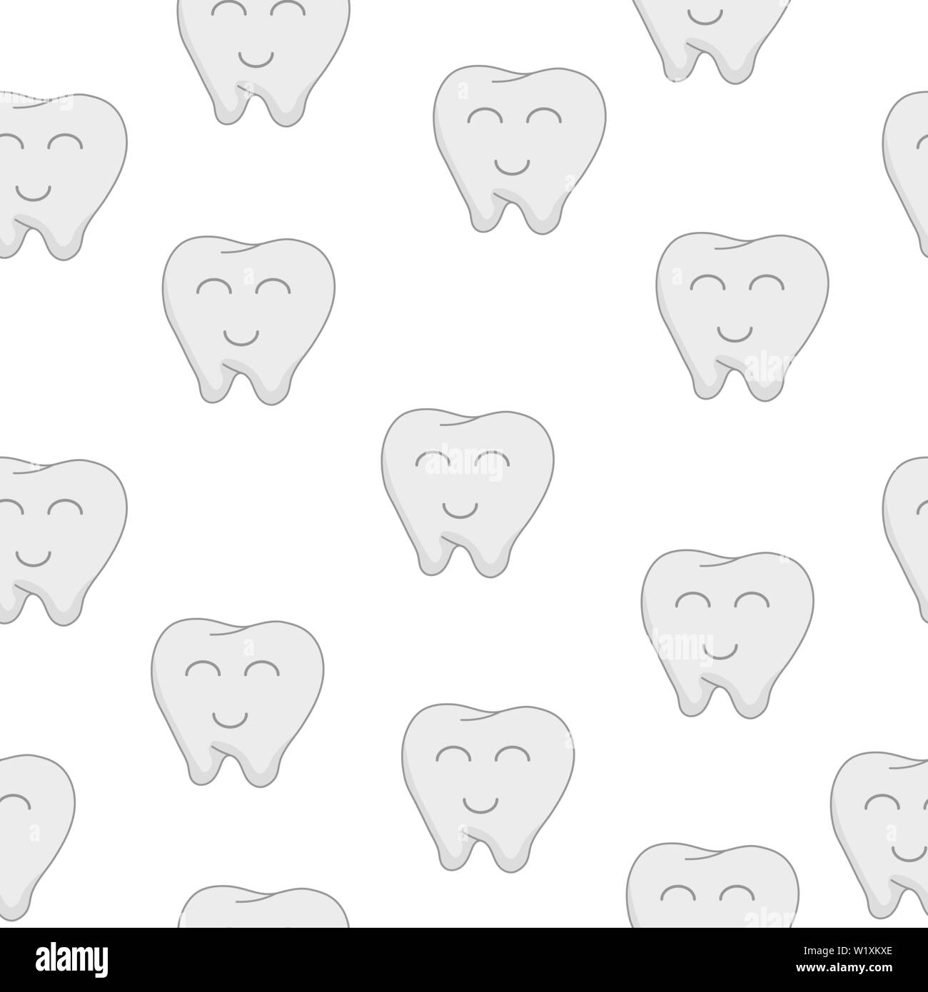 Seamless Pattern with Cute Tooth Character isolated on white background ...