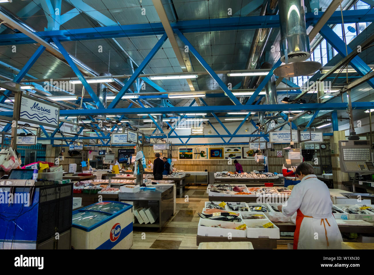 Ribarnica, fish market,Trznica Dolac, Zagreb, Croatia Stock Photo