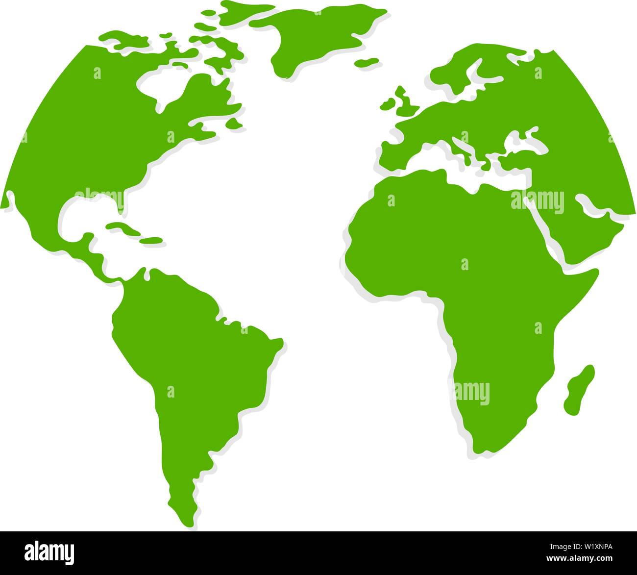 Green World Map or Global Cartography isolated on white background ...