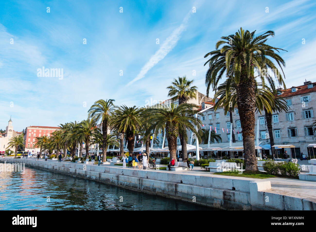 Riva, seaside promenade, Split, Dalmatia, Croatia Stock Photo
