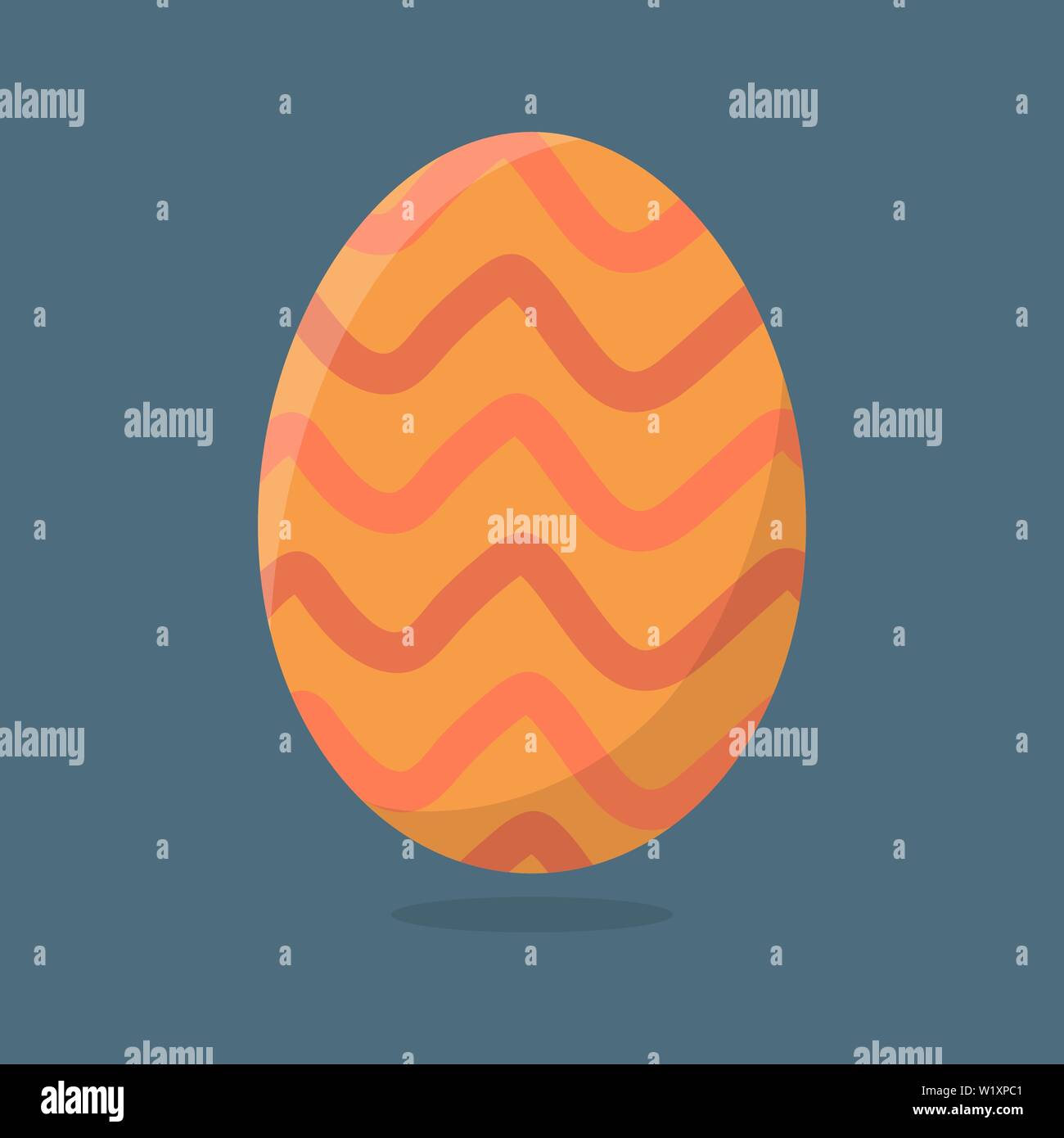 Vector Easter Egg isolated on grey background. Colorful Egg with Waves Pattern. Flat Style. For Greeting Cards, Invitations. Vector illustration for Y Stock Vector