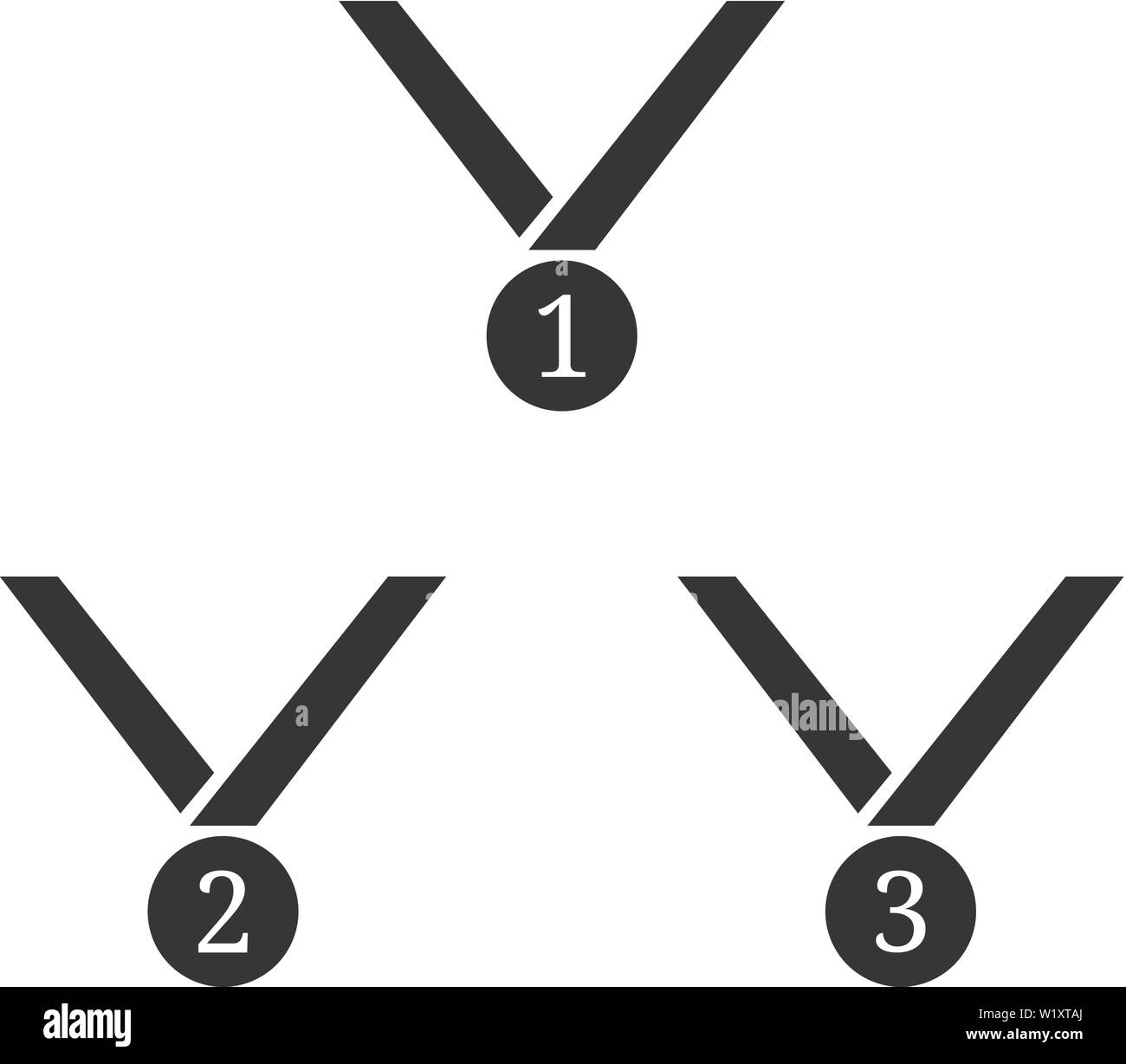 Set of medal icons isolated on white background. First, second, third ...