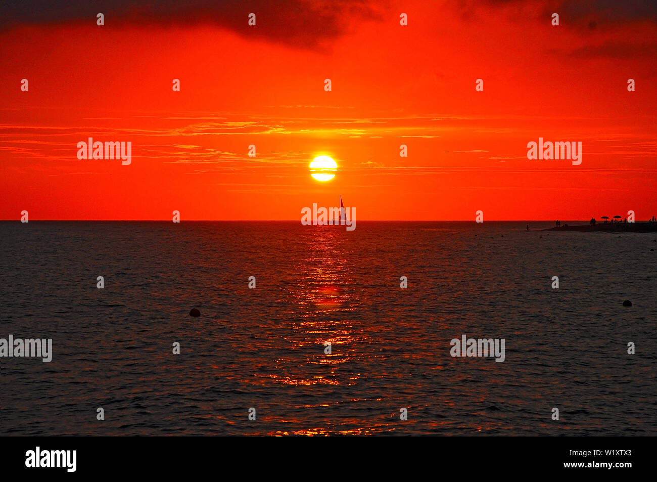 Sunset on the Black Sea in Sochi. Russia Stock Photo