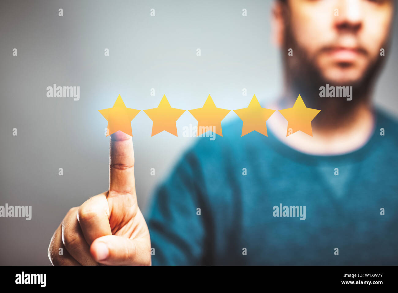 5 stars review score, reputation management, rating concept,feedback Stock Photo