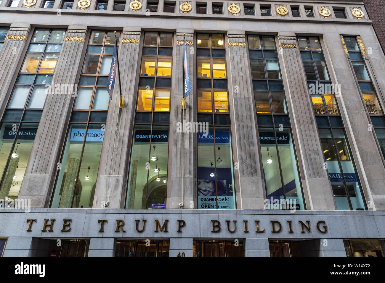 New York City, USA - August 1, 2018: Facade of The Trump Building on 40 Wall Street in Manhattan, New York City, USA Stock Photo