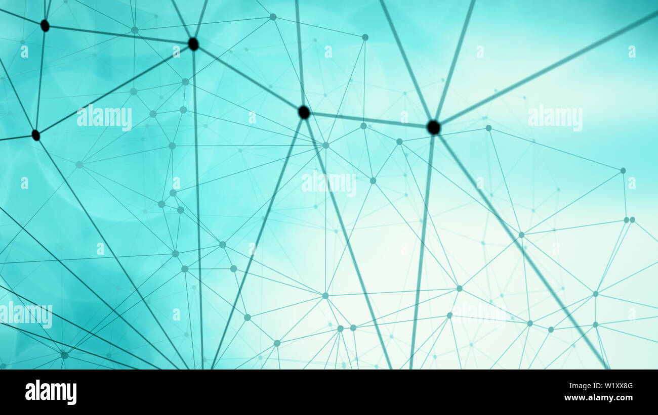 Connected lines polygonal layout, many triangles and circles connected Stock Photo