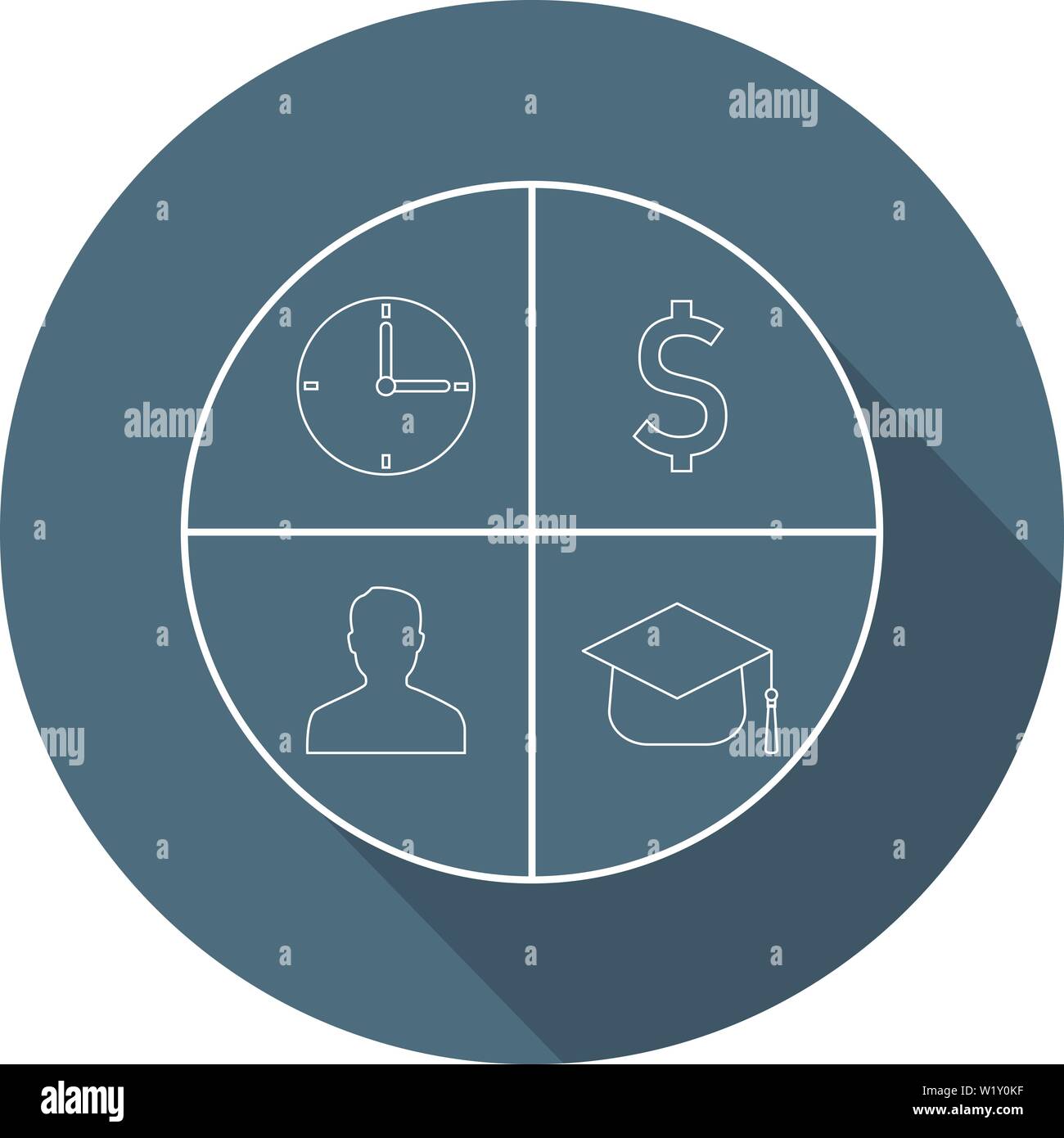 Time, Money, Man, Knowledge Icons in Circle. Business Concept. Flat ...