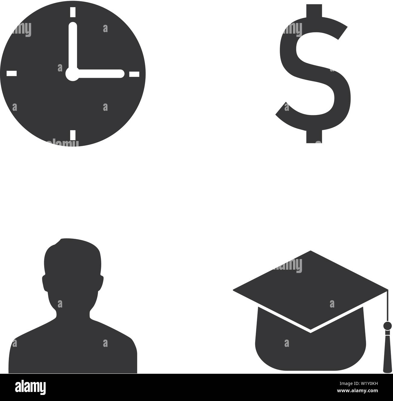 Time, Money, Man, Knowledge Icons isolated on white background ...