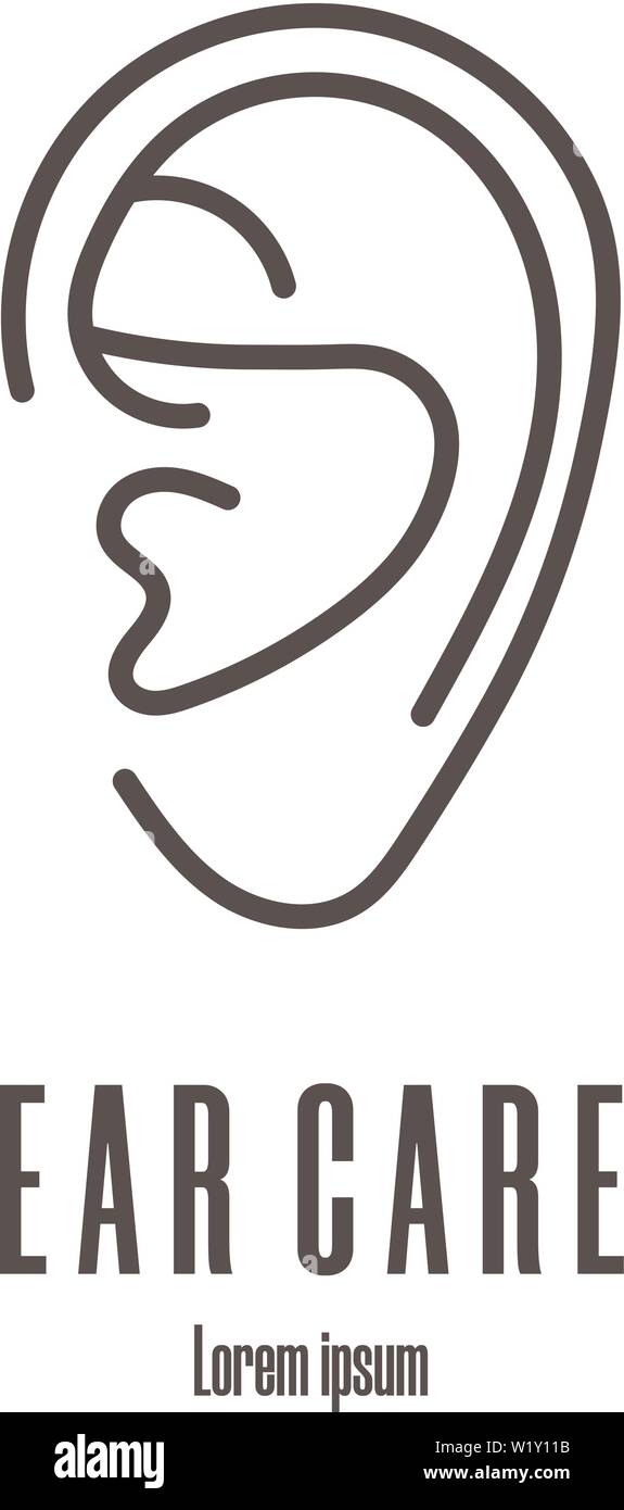 Line style icon of a ear. Ear care logo. Clean and modern vector