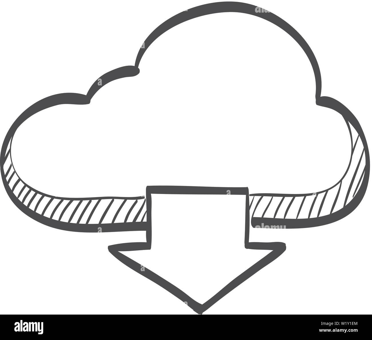 Cloud download icon in doodle sketch lines Stock Vector Image & Art - Alamy