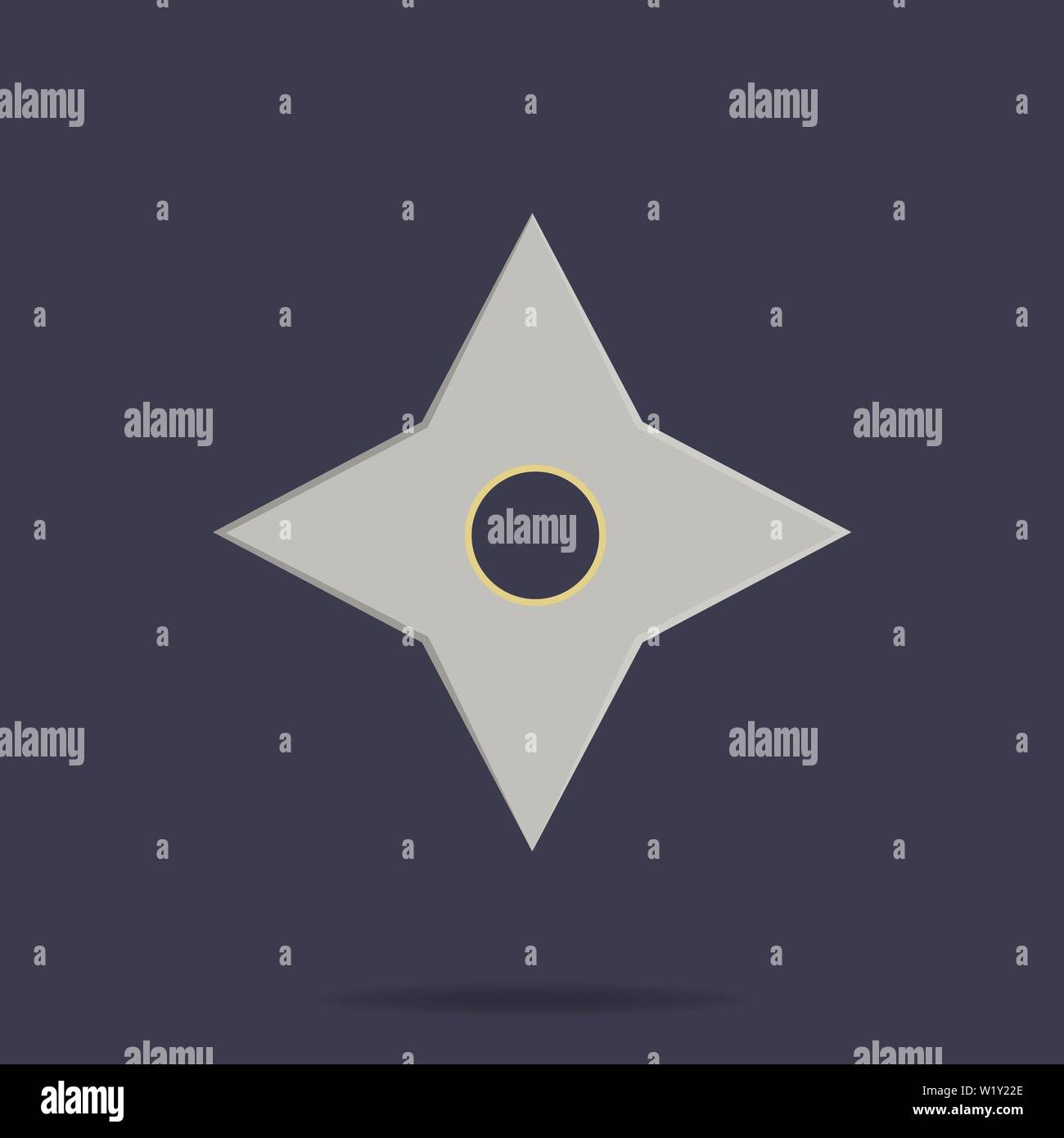 Shuriken icon. Ninja weapon. Samurai equipment. Cartoon style. Clean and modern vector illustration for design, web. Stock Vector