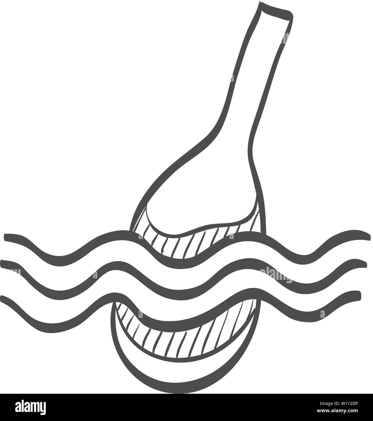 Fishing float icon in doodle sketch lines. Sport leisure water sea