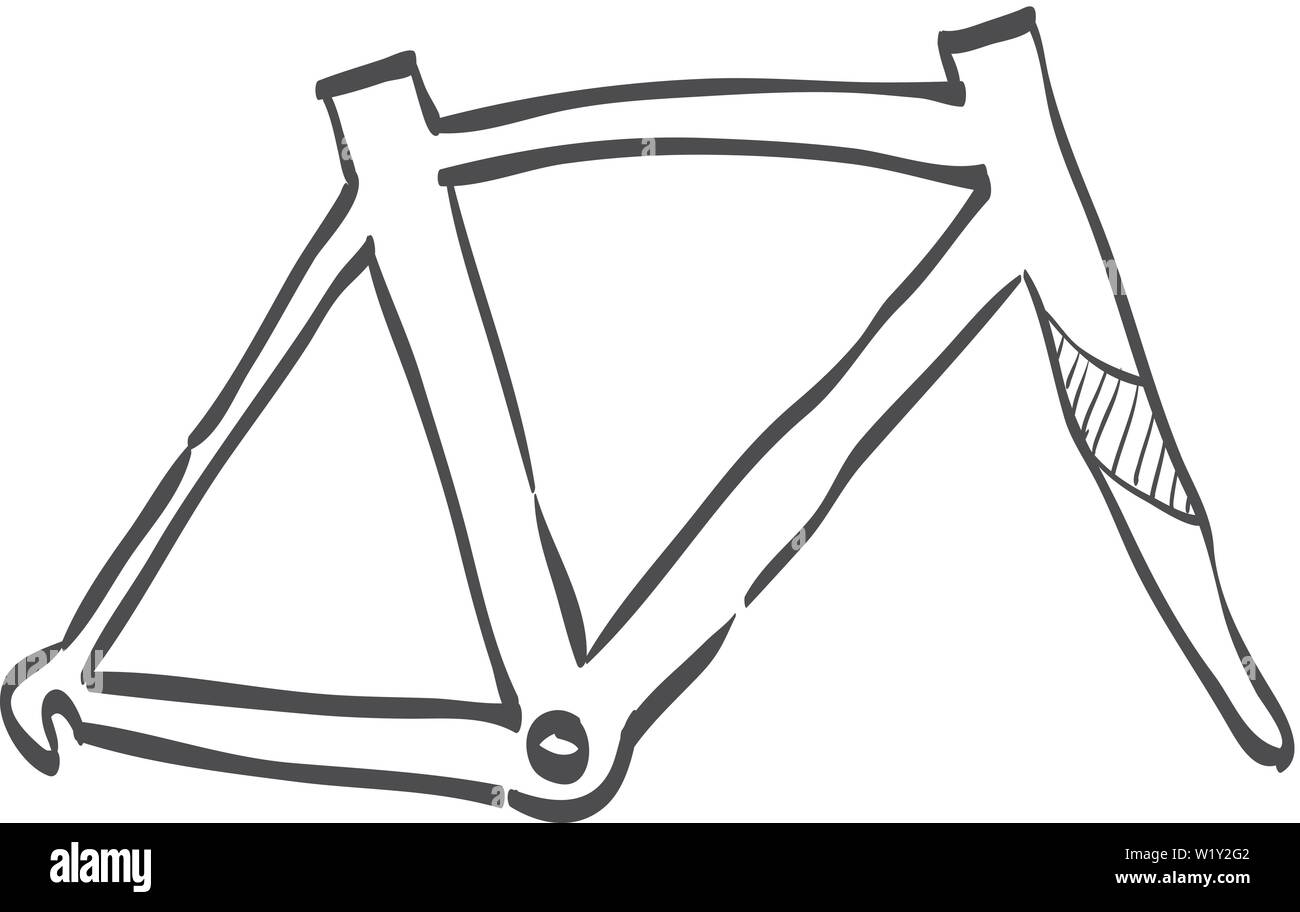 Bicycle frame icon in doodle sketch lines. Sport transportation leisure size fitting Stock