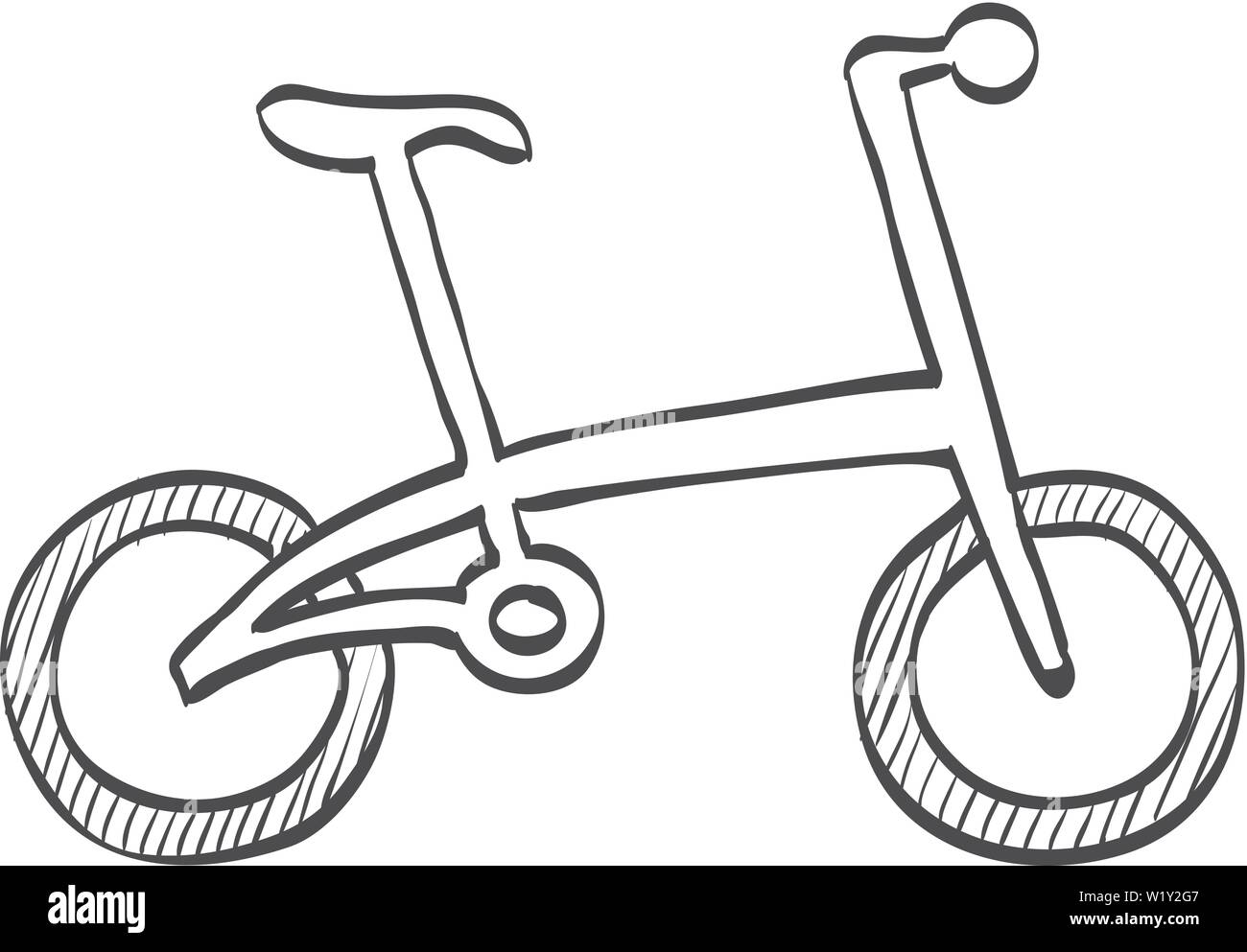 Bicycle icon in doodle sketch lines. Sport cycling road city urban folding foldable working Stock Vector