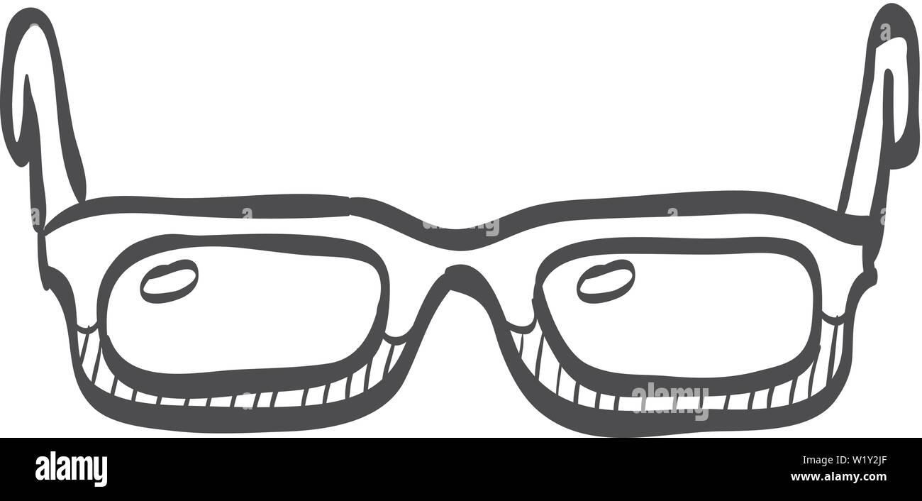 Eyeglasses Icon In Doodle Sketch Lines Seeing Device Transparent Myopia Elder Stock Vector 