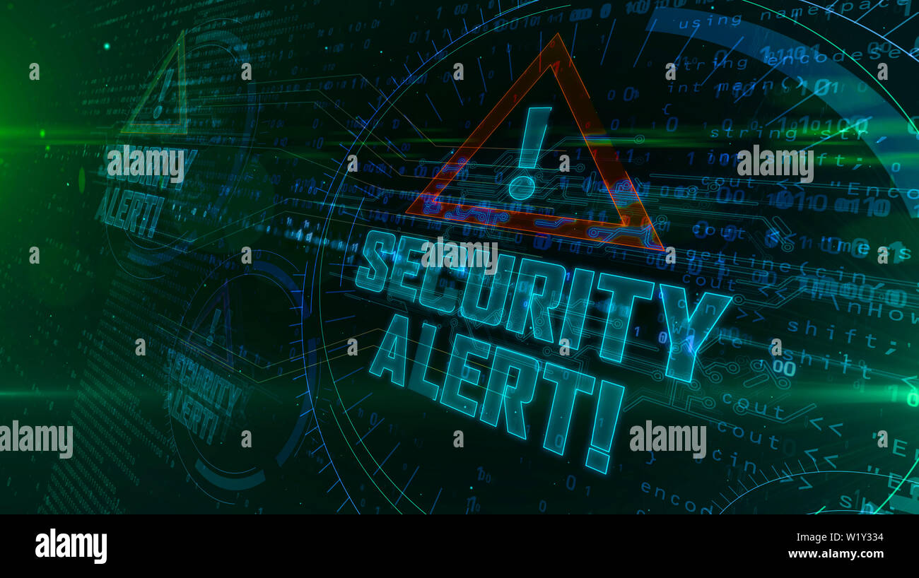 Security alert hologram intro on dynamic background. Modern and