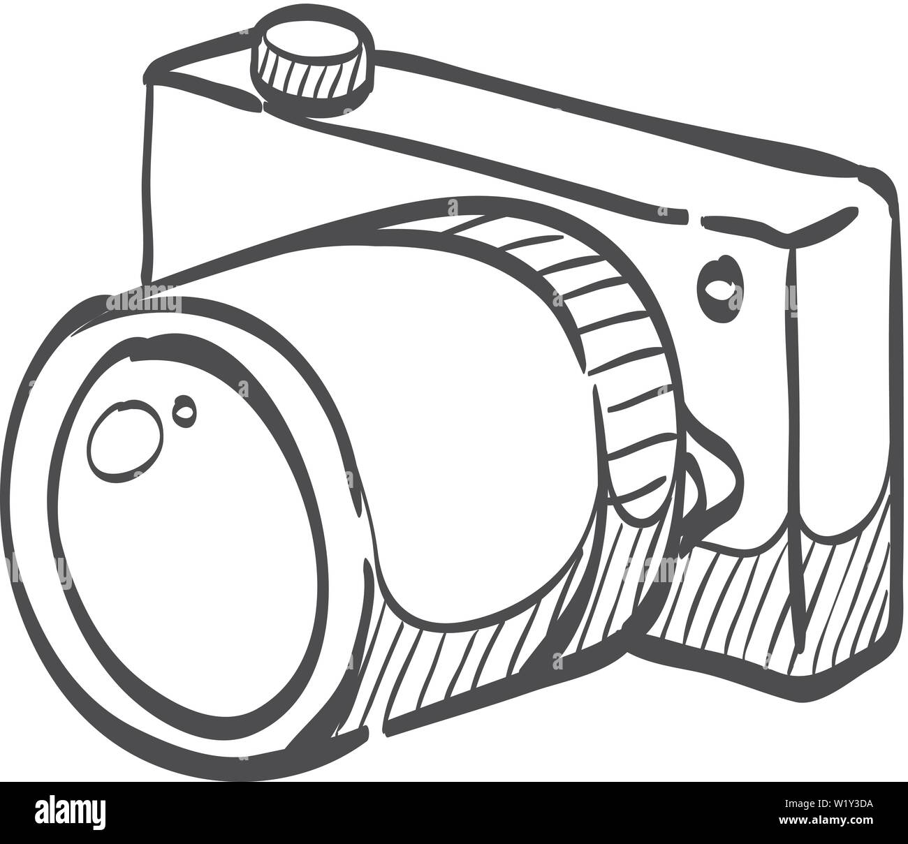 Camera icon in doodle sketch lines. Photography picture electronic ...