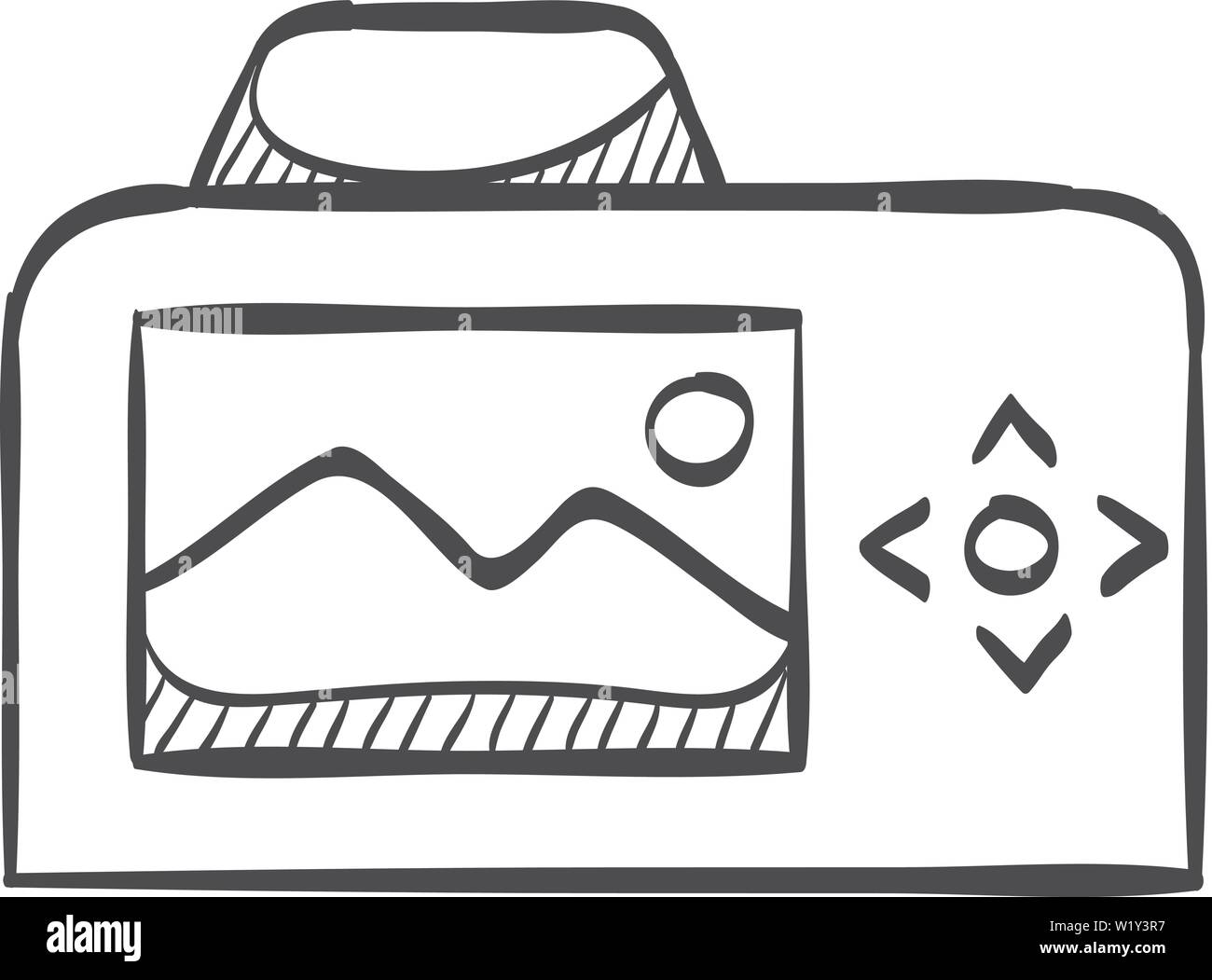 Camera icon in doodle sketch lines. Photography picture electronic ...