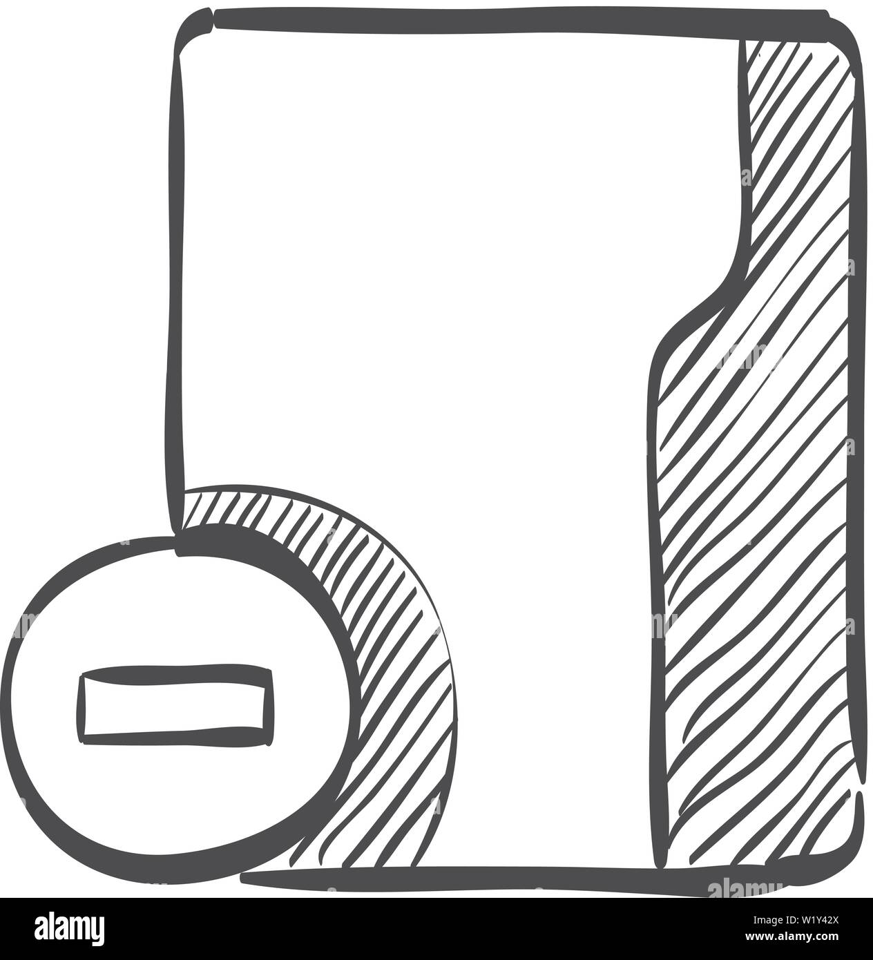 Folder icon in doodle sketch lines. Computer office files binder remove delete Stock Vector