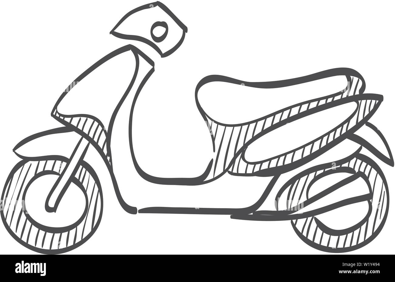 Motorcycle icon in doodle sketch lines. Scooter, automatic transmission  Stock Vector Image & Art - Alamy