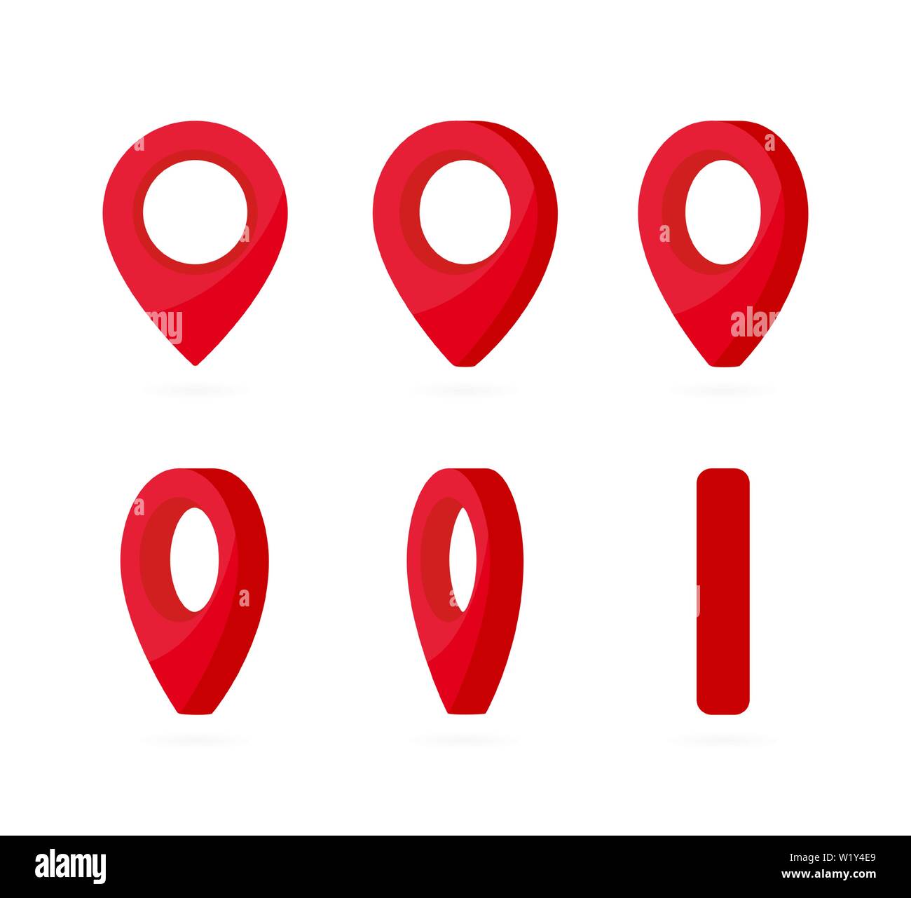 Set of vertical rotation red location marks. Map pointer 3d pin. Realistic  location point symbol sprites for animation frames. Use in game development  Stock Vector Image & Art - Alamy