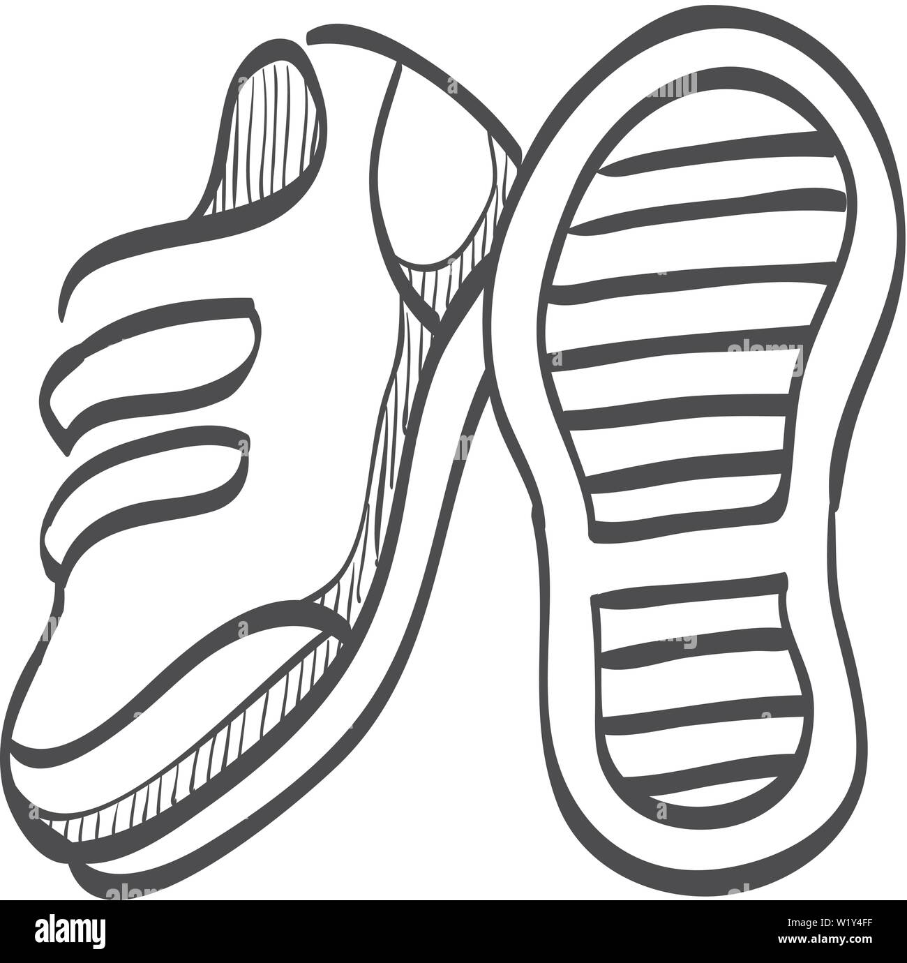 Shoes icon in doodle sketch lines. Sneakers foot sport Stock Vector ...