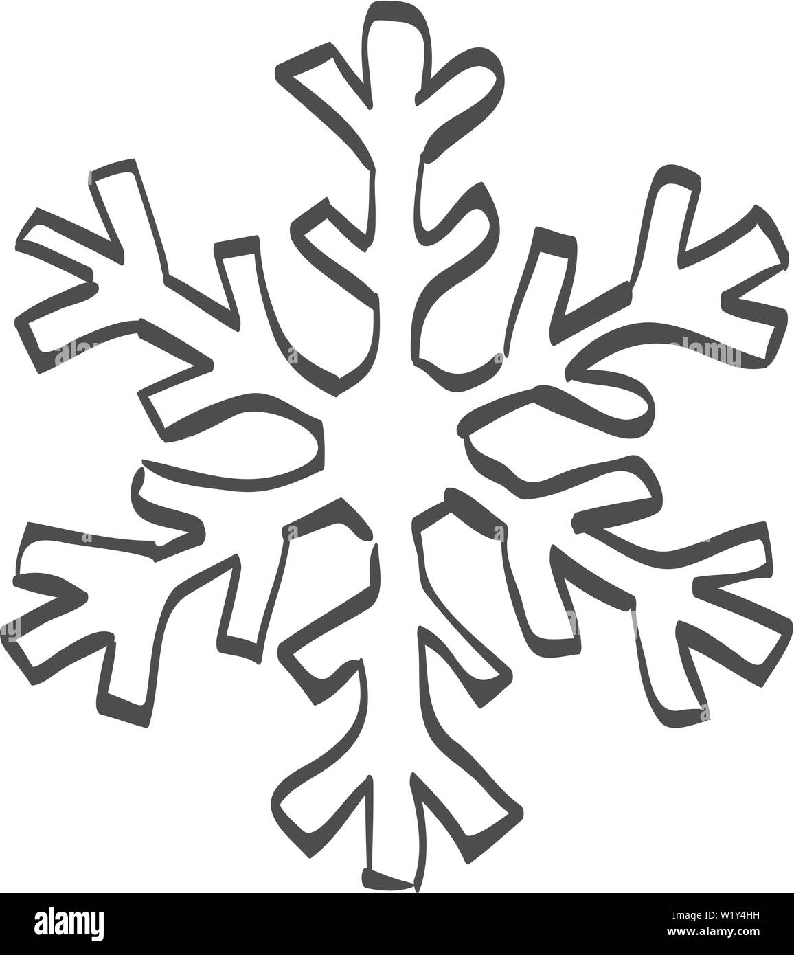 Snowflake icon in doodle sketch lines. Nature snowflakes winter
