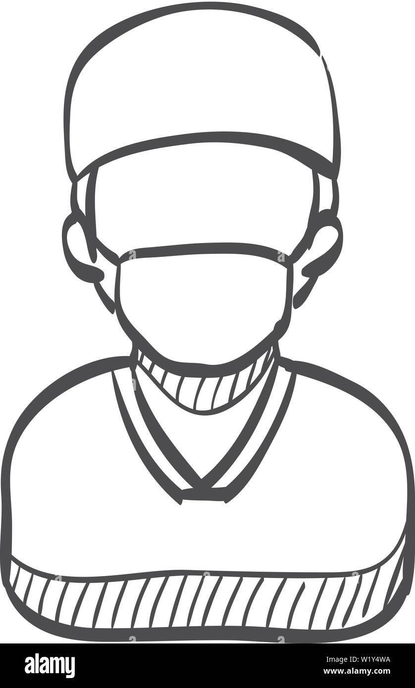 Surgeon icon in doodle sketch lines. Medical surgery doctor plastic operation Stock Vector