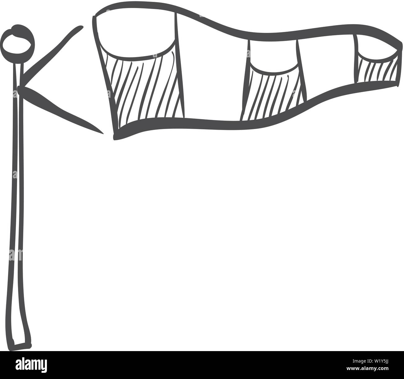 Windsock icon in doodle sketch lines. Air wind direction indicate