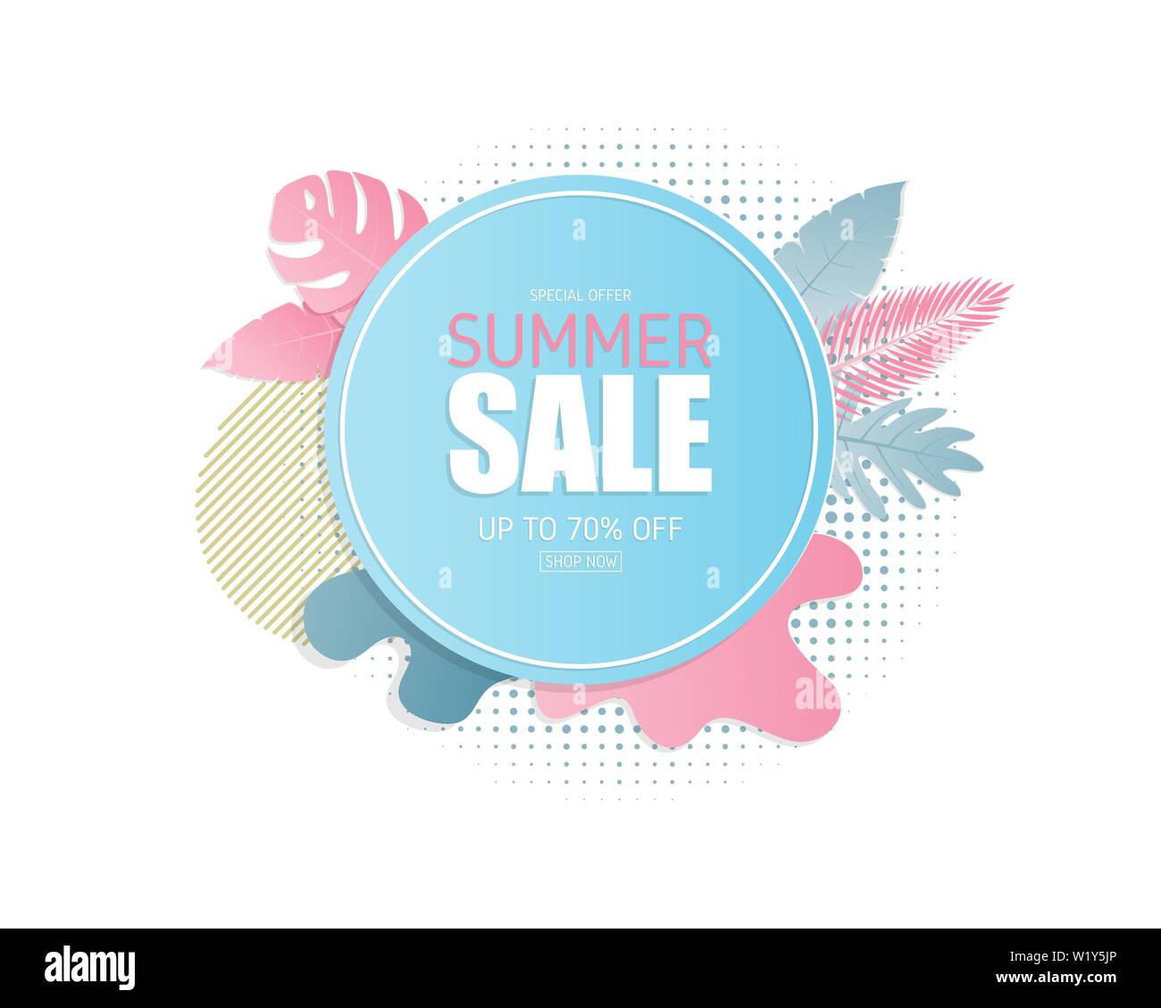 Summer Sale Banner Background In Paper Cut Style Vector