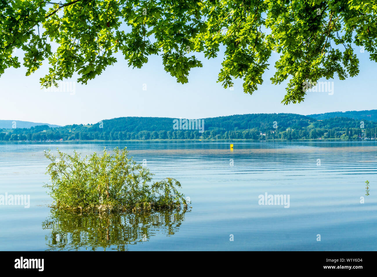 Holidays Spring on the beautiful Lake Constance with blue sky Stock Photo