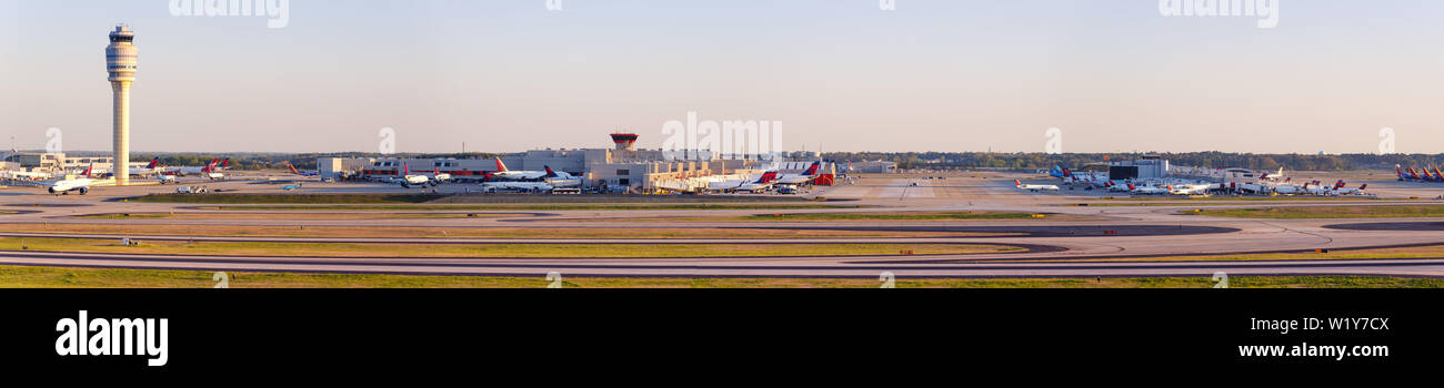 Atlanta, Georgia – April 2, 2019: Overview of Atlanta Airport (ATL) in the United States. Stock Photo