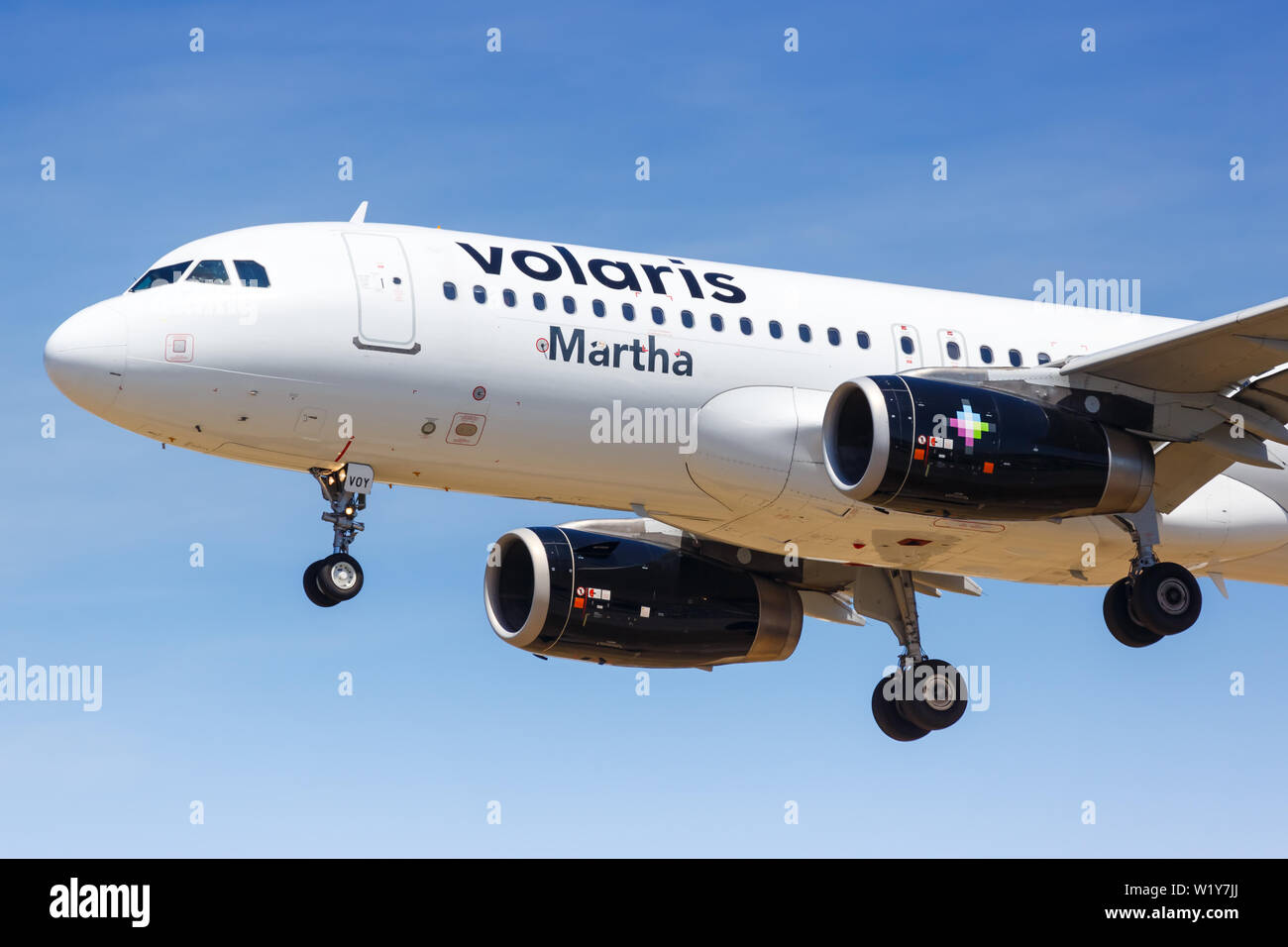 Los Angeles, California April 12, 2019 Volaris Airbus A320 airplane