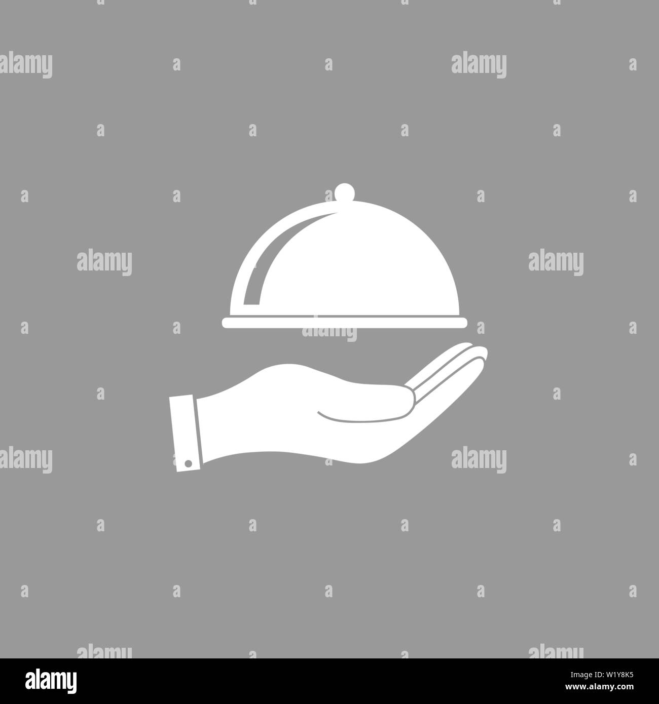 Covered food tray, hand icon. Vector illustration flat Stock Vector