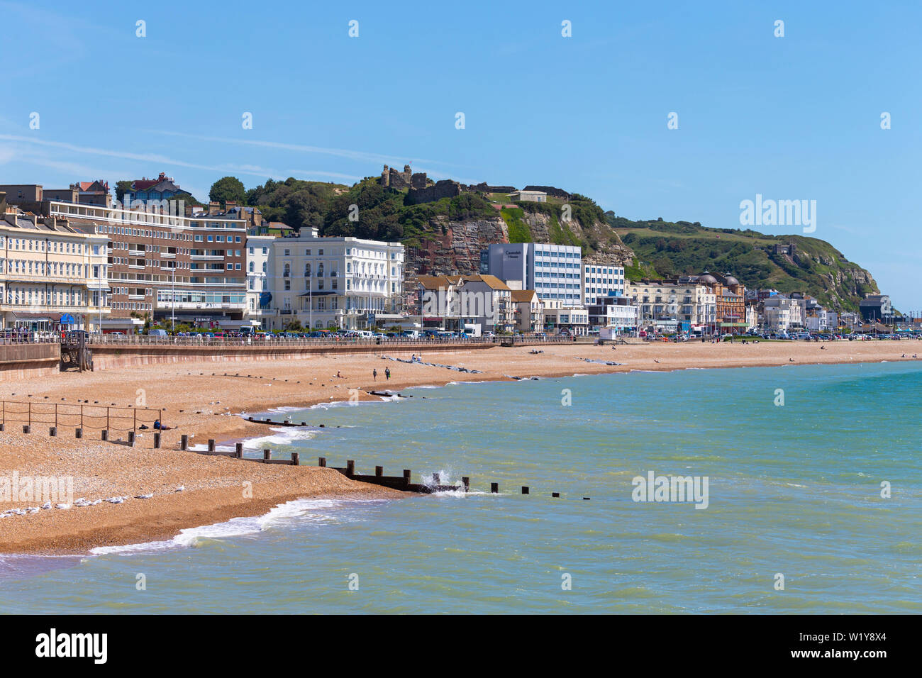Hastings seafront and beach, east sussex, uk Stock Photo