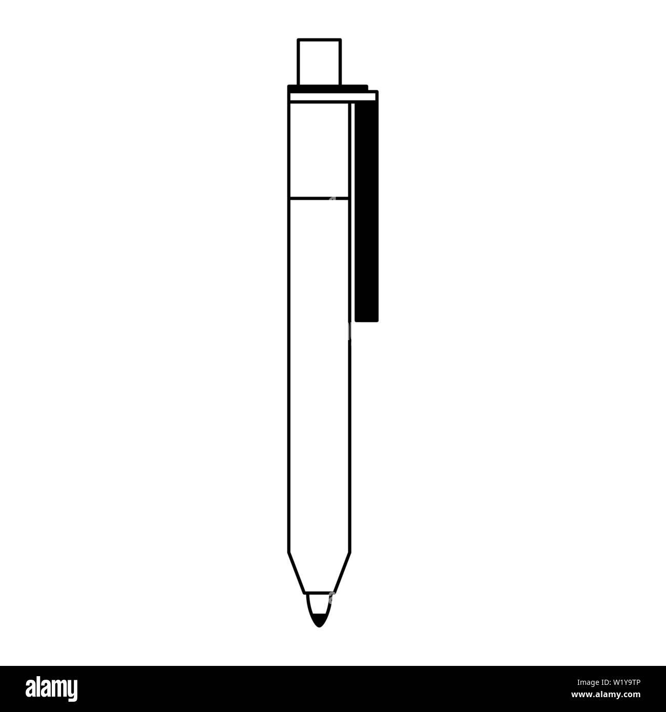 Office pen ballpoint isolated symbol in black and white Stock Vector ...