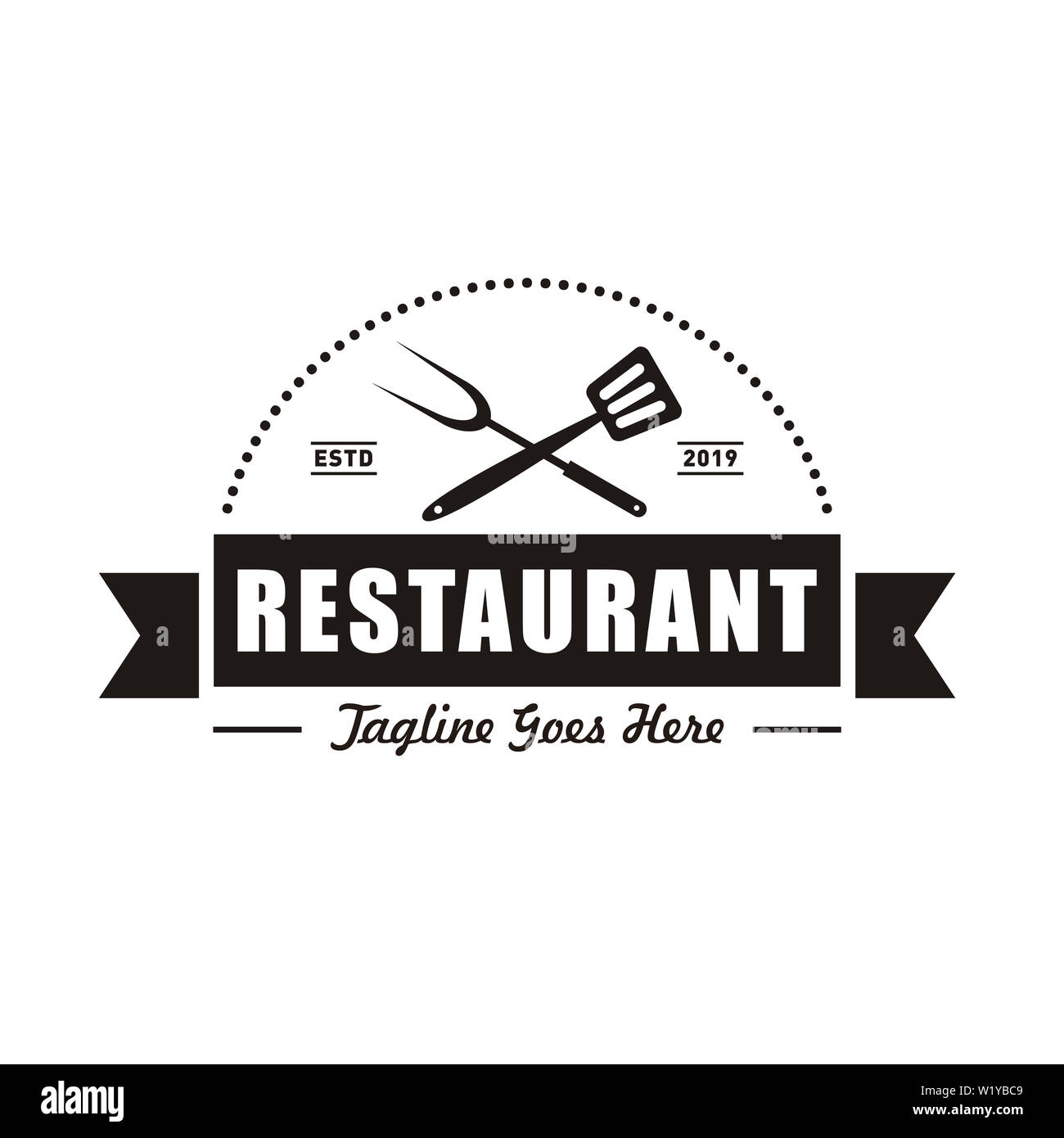 Restaurant Logo Design Or Chef Icon For Food And Drink Brand Company Flat Style Stock Photo Alamy