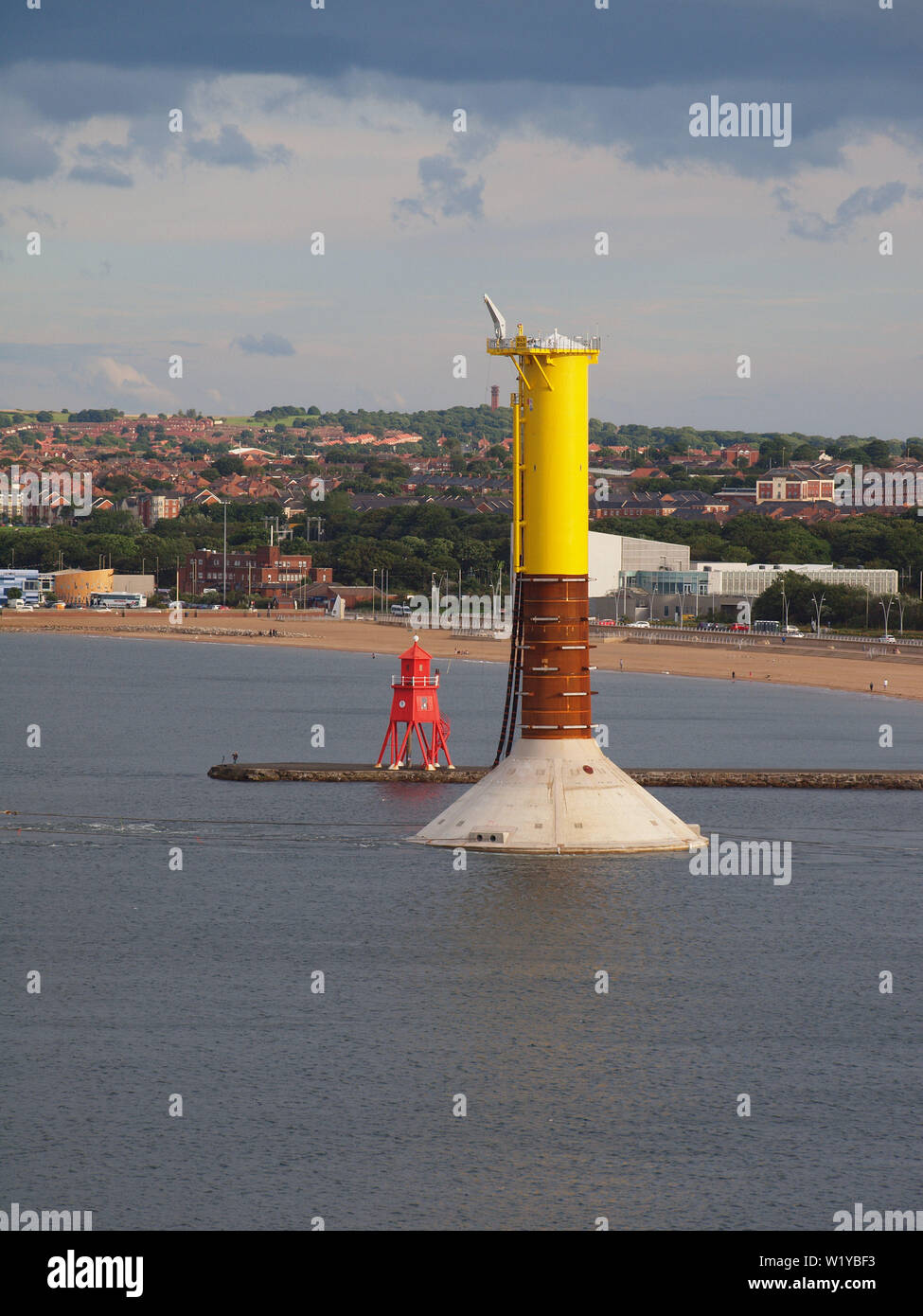 Offshore subsea steel wind turbine foundation jacket platforms for wind  energy production been towed into the north sea upon the river Tyne Stock  Photo - Alamy