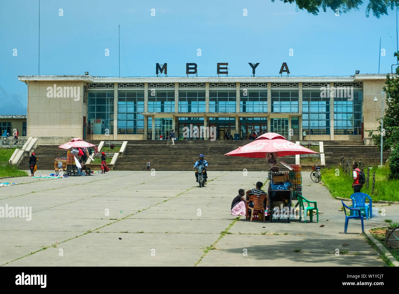 Railway station of the city of Mbeya, Tanzania, Africa   ---   Bahnhof von Mbeya, Tansania. Stock Photo