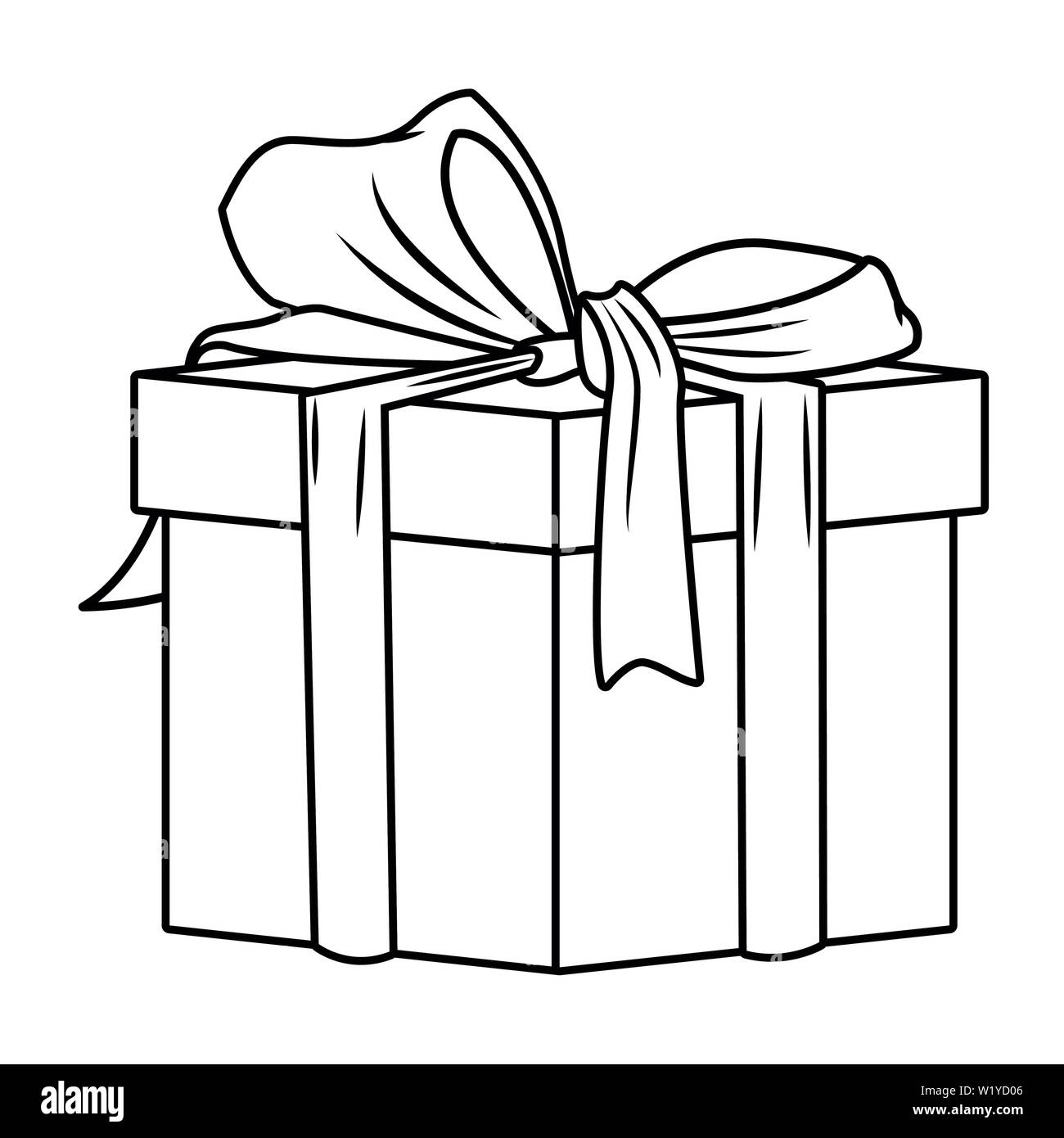 gift box with ribbon icon in black and white pop art Stock Vector Image