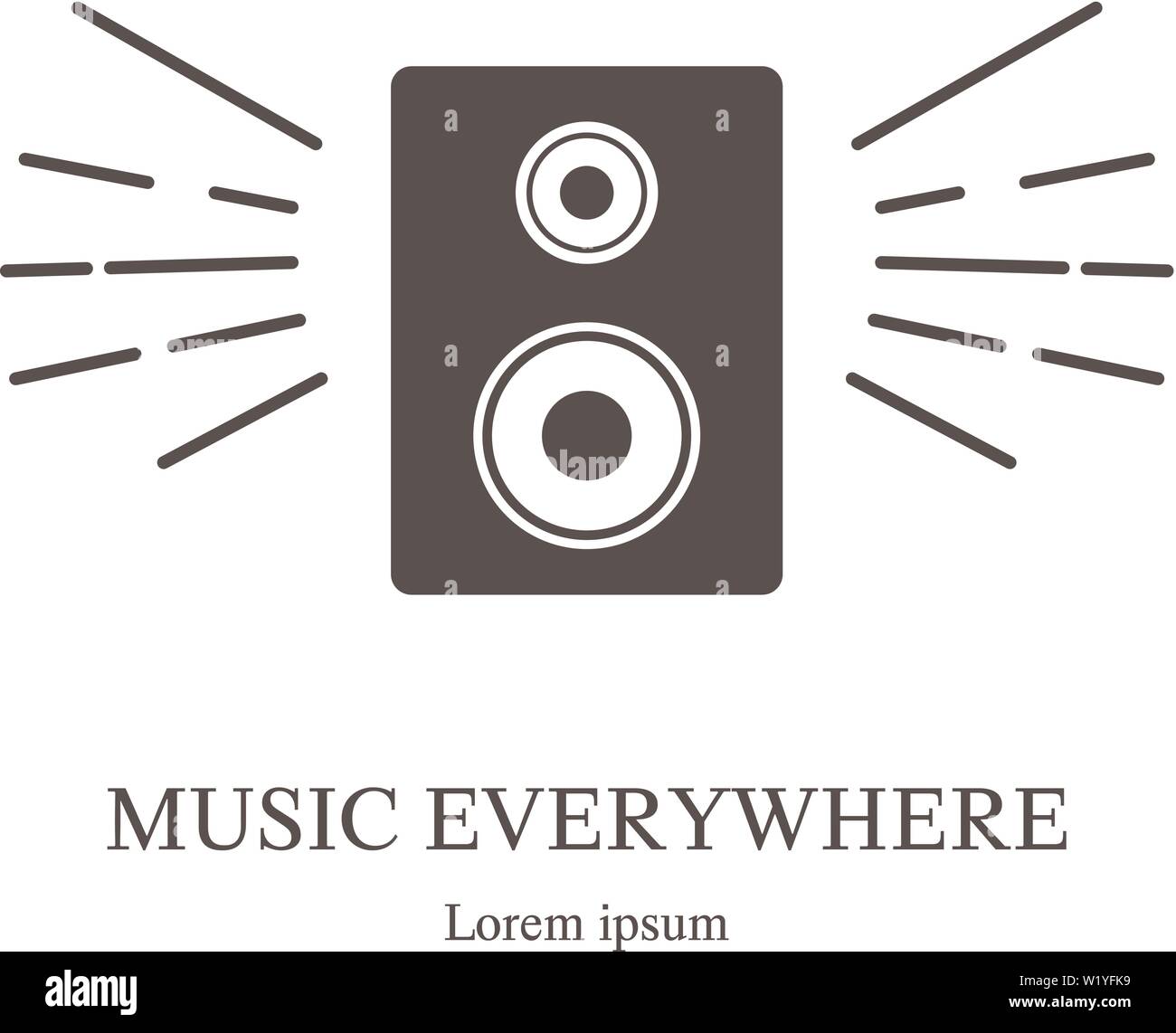 Music speaker icon. Music logo template. Recording studio label. Radio