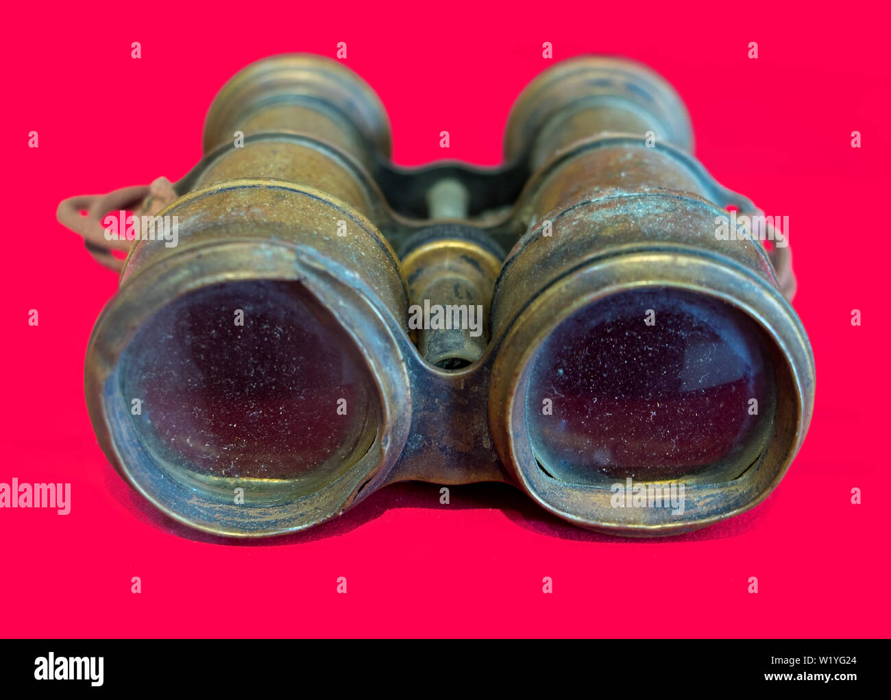 Old military binoculars used in combat in Vietnam, 1950. Stock Photo
