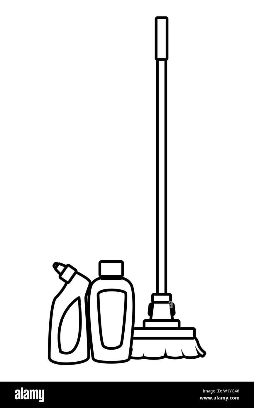 cleaning and hygiene equipment icons in black and white Stock Vector ...