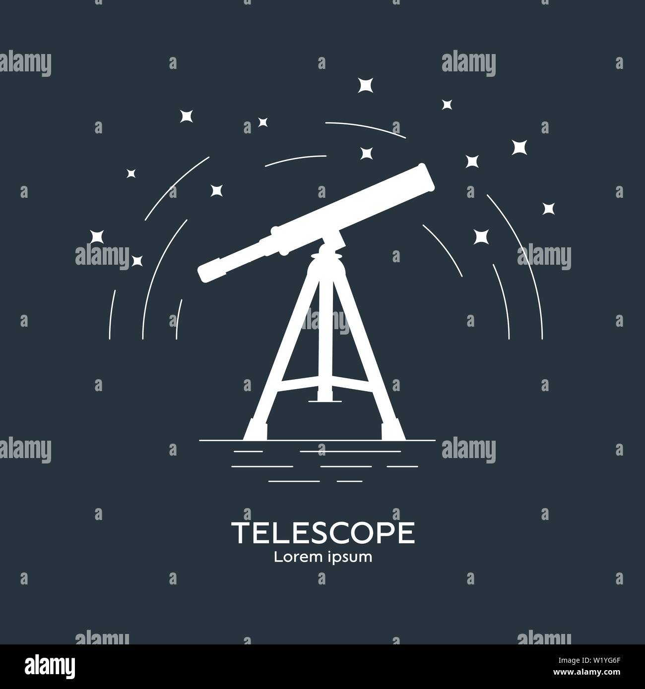 Silhouette icon of telescope. Telescope logo. Space exploration and  adventure symbol. Concept of world explore. Clean and modern vector  illustration f Stock Vector Image & Art - Alamy