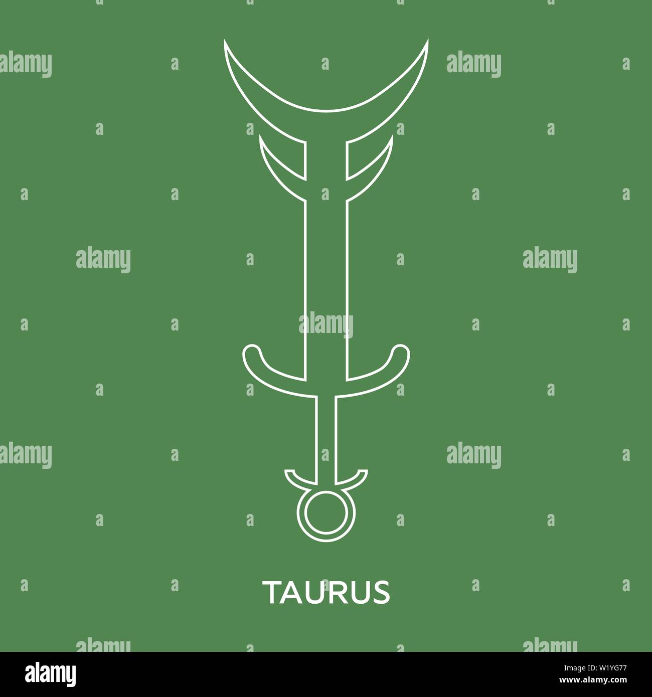Taurus zodiac sign. Line style icon of zodiacal weapon sword. One of 12