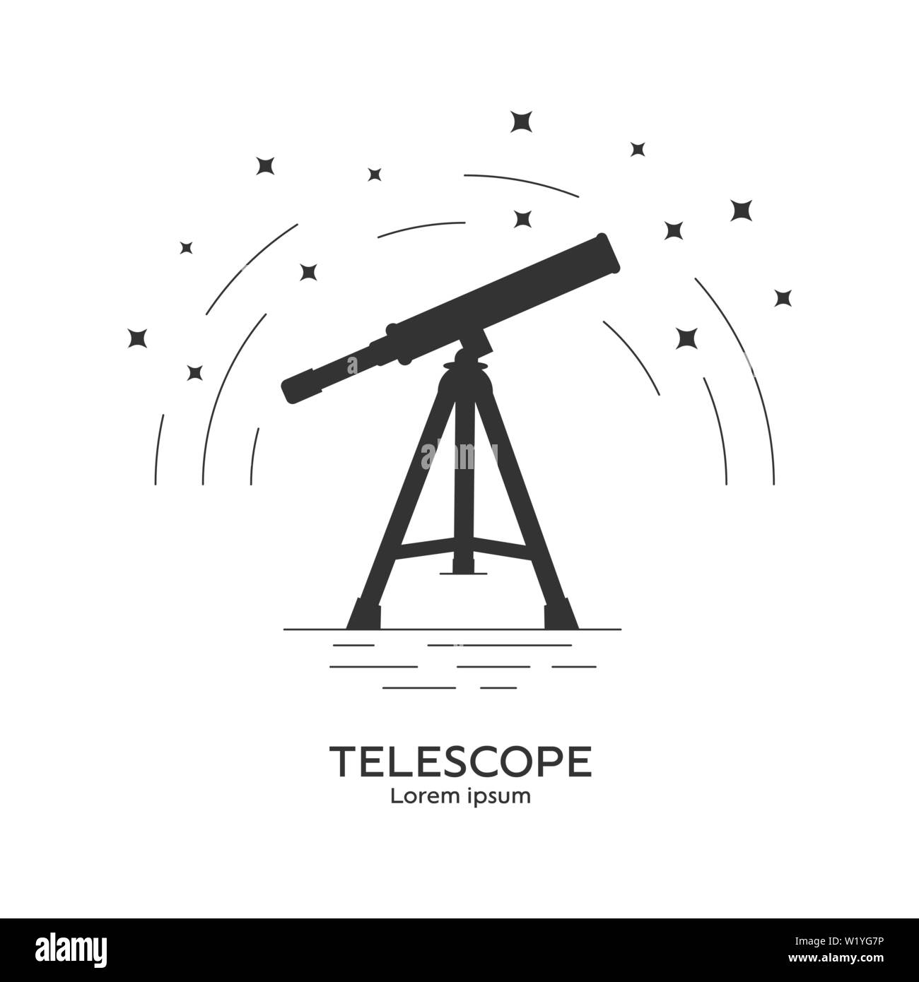 Silhouette icon of telescope. Telescope logo. Space exploration and  adventure symbol. Concept of world explore. Clean and modern vector  illustration f Stock Vector Image & Art - Alamy